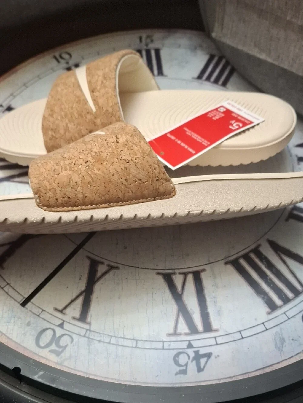 Nike Women’s Slide Sandals in Cream with Cork Strap